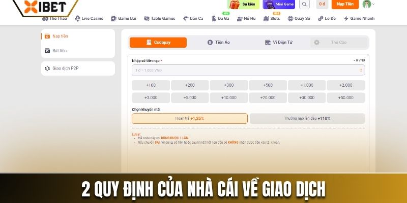 2 quy định của nhà cái về giao dịch